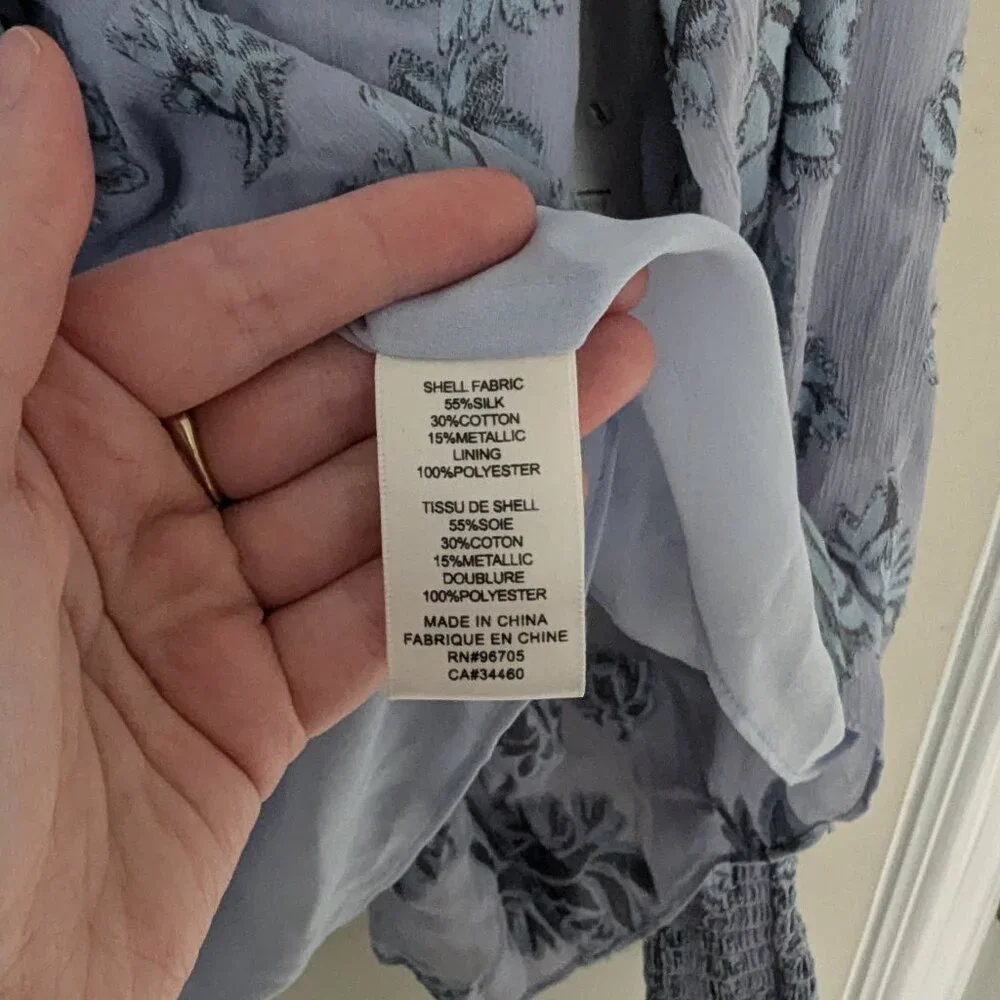 Rebecca Taylor Floral-print Mocknecktop In Silverbird Size 8 - Picture 7 of 8